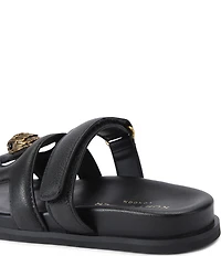 Kurt Geiger London Eagle Cut Out Leather Slide Sandals