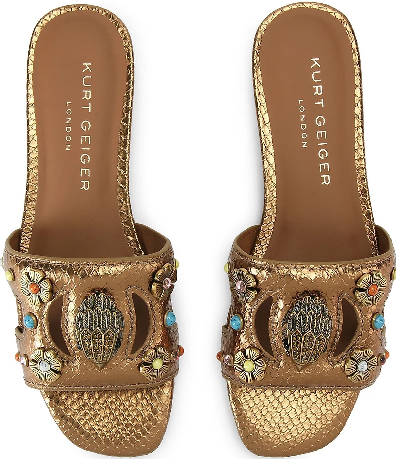 Kurt Geiger London Eagle Cut Out Leather Slide Sandals