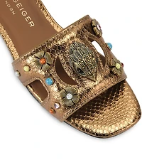 Kurt Geiger London Eagle Cut Out Leather Slide Sandals