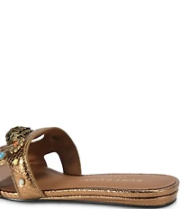 Kurt Geiger London Eagle Cut Out Leather Slide Sandals