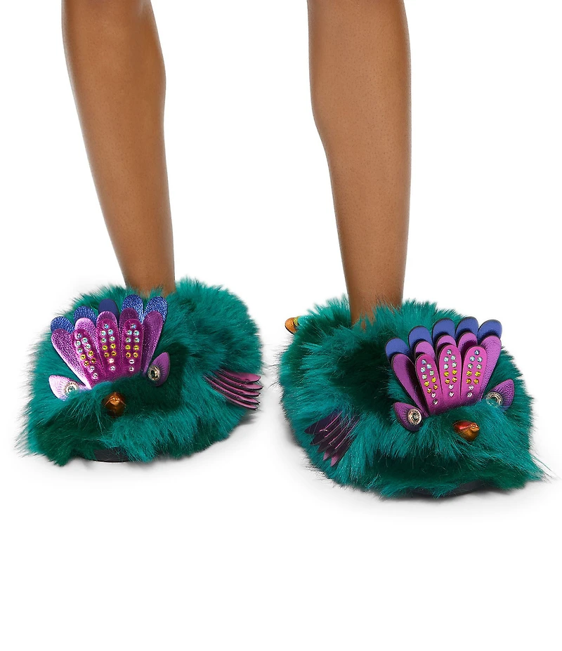 Kurt Geiger London Eagle Fluff Signature Logo Ornament Slippers