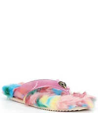 Kurt Geiger London Eagle Furry Glitter Jelly Pool Flip Flops