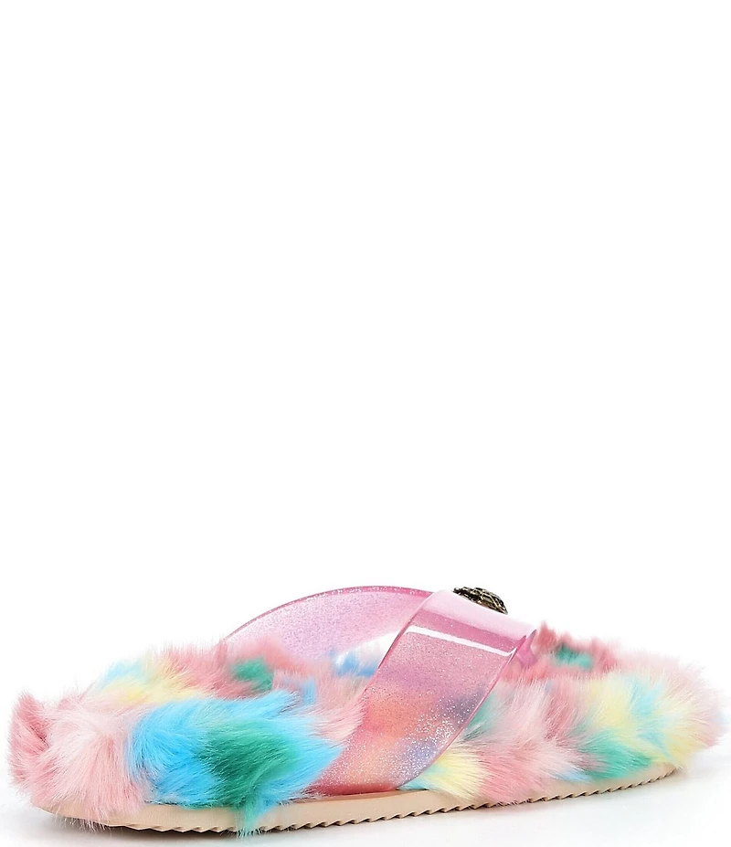 Kurt Geiger London Eagle Furry Glitter Jelly Pool Flip Flops