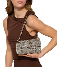 Kurt Geiger London Embellished Fabric Mini Oxford Crossbody Bag