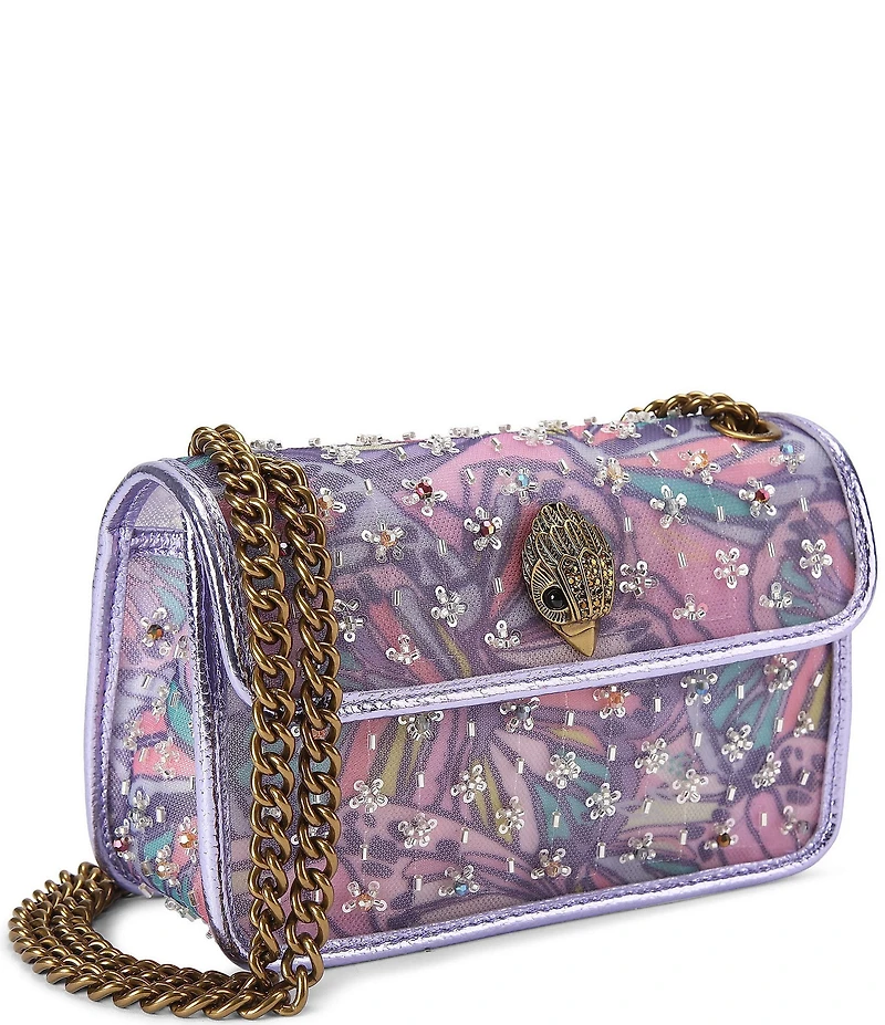 Kurt Geiger London Embellished Mesh Leather Mini Kensington Soft Crossbody Bag