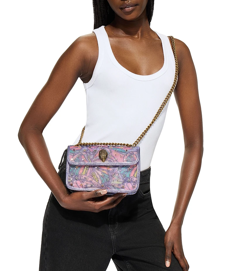 Kurt Geiger London Embellished Mesh Leather Mini Kensington Soft Crossbody Bag