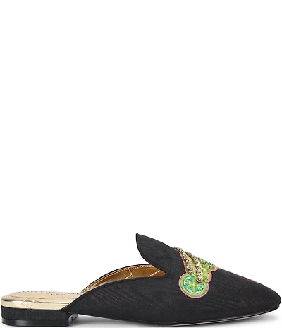 Kurt Geiger London Embroidered Margarita Patch Grosgain Flat Mules