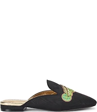 Kurt Geiger London Embroidered Margarita Patch Grosgain Flat Mules