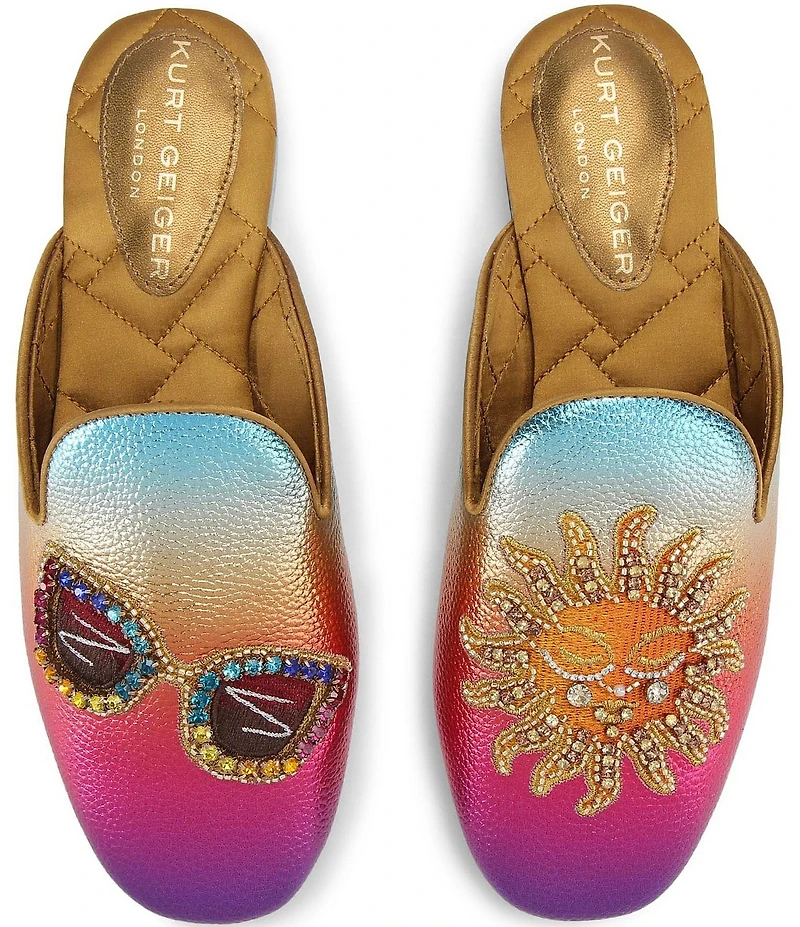 Kurt Geiger London Embroidered Sunset Ombre Flat Mules