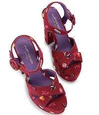 Kurt Geiger London Embroidery Ankle Buckle Platform Dress Sandals