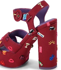 Kurt Geiger London Embroidery Ankle Buckle Platform Dress Sandals