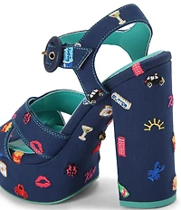 Kurt Geiger London Embroidery Ankle Buckle Platform Dress Sandals