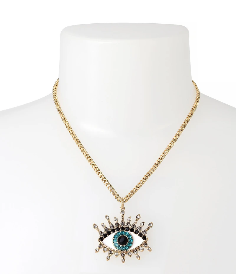 Kurt Geiger London Evil Eye Rhinestone Embellished Statement Pendant Necklace