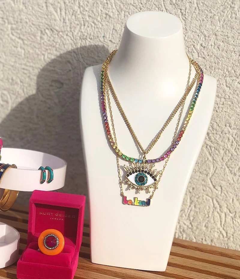 Kurt Geiger London Evil Eye Rhinestone Embellished Statement Pendant Necklace