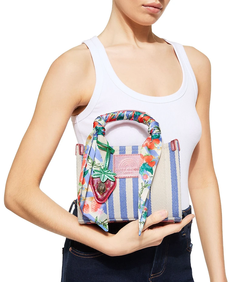 Kurt Geiger London Extra Small Southbank Strawberry Stripe Tote Bag