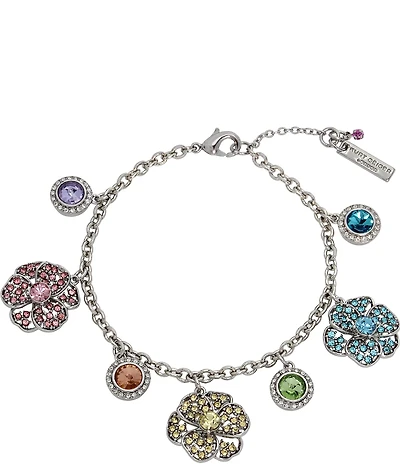 Kurt Geiger London Flower Charm Multi Stone Line Bracelet