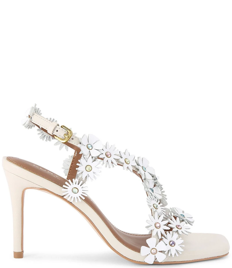 Kurt Geiger London Suede Flower Ornamented Slingback Dress Sandals