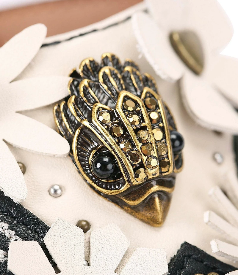 Kurt Geiger London Flower Western Studded Ornament Block Heel Platform Sandals