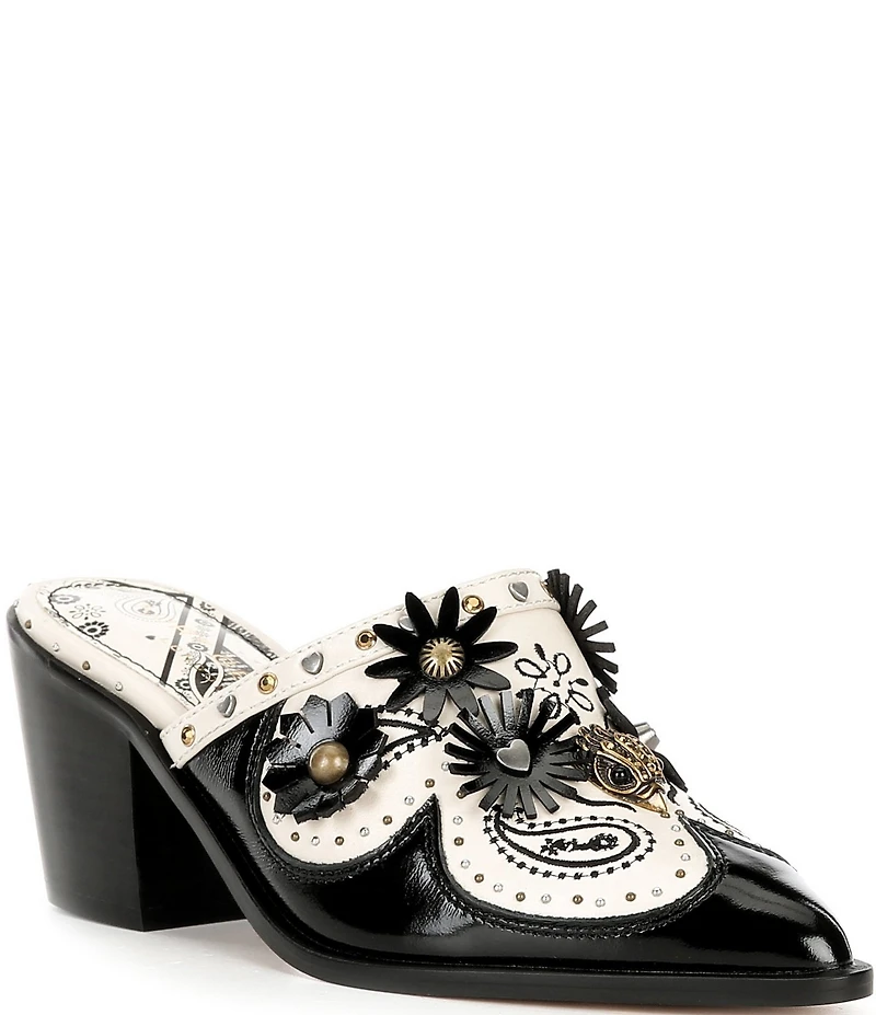 Kurt Geiger London Flower Studded Ornamented Western Mules