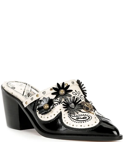 Kurt Geiger London Flower Studded Ornamented Western Mules