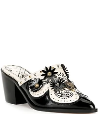 Kurt Geiger London Flower Studded Ornamented Western Mules