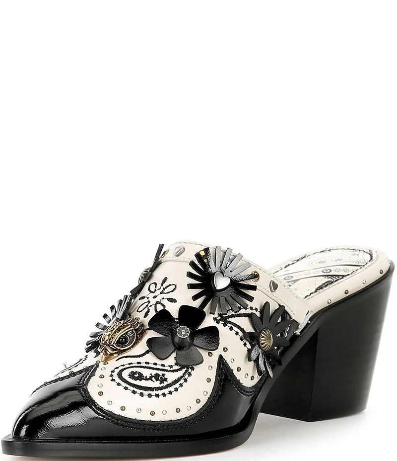 Kurt Geiger London Flower Studded Ornamented Western Mules