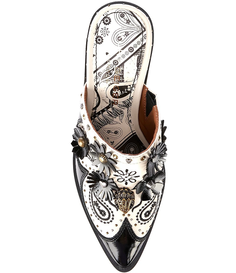 Kurt Geiger London Flower Studded Ornamented Western Mules