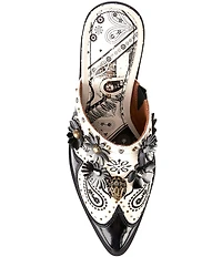 Kurt Geiger London Flower Studded Ornamented Western Mules