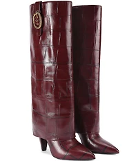 Kurt Geiger London Fold Over Croco Print Leather Buckle Hardware Tall Boots