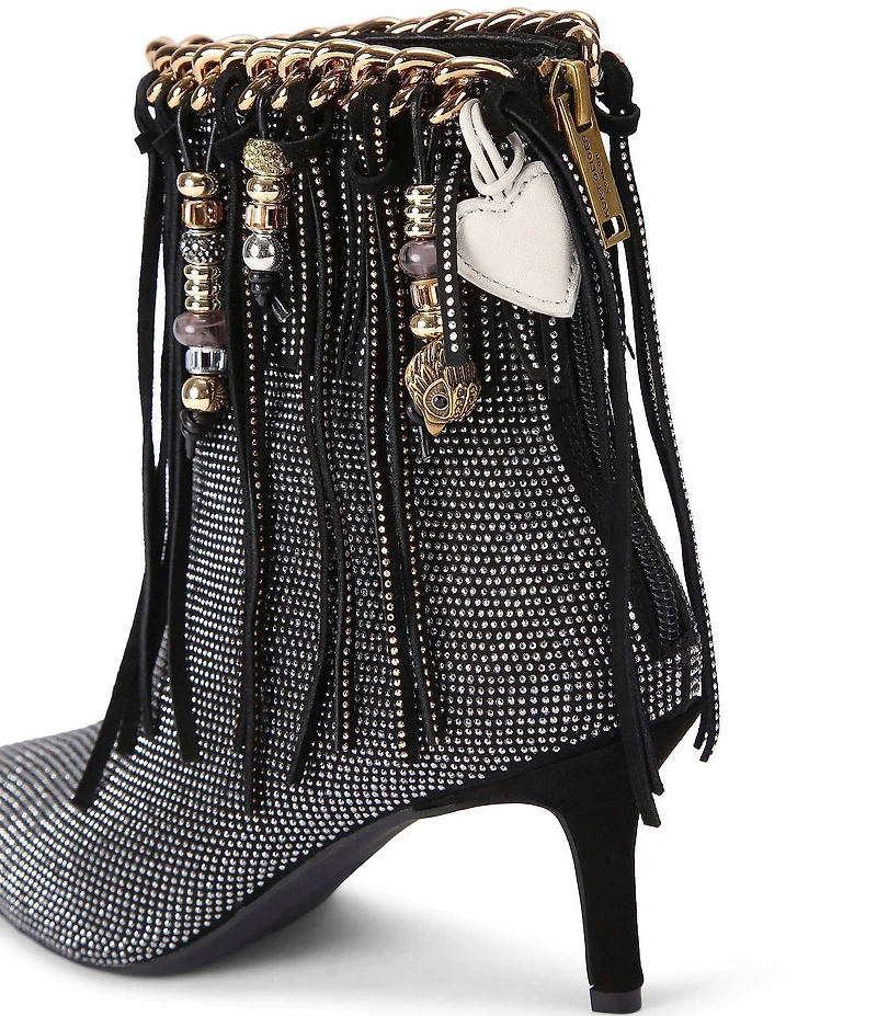 Kurt Geiger London Fringe Crystal Embellished Chain Hardware Dress Booties