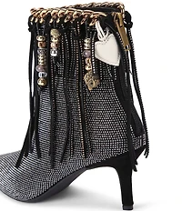 Kurt Geiger London Fringe Crystal Embellished Chain Hardware Dress Booties