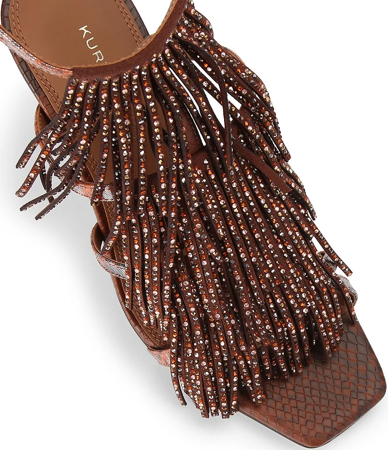 Kurt Geiger London Fringe Crystal Embellished Dress Sandals