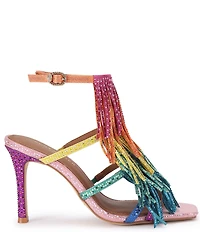 Kurt Geiger London Fringe Rainbow Crystal Embellished Dress Sandals