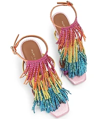 Kurt Geiger London Fringe Rainbow Crystal Embellished Dress Sandals