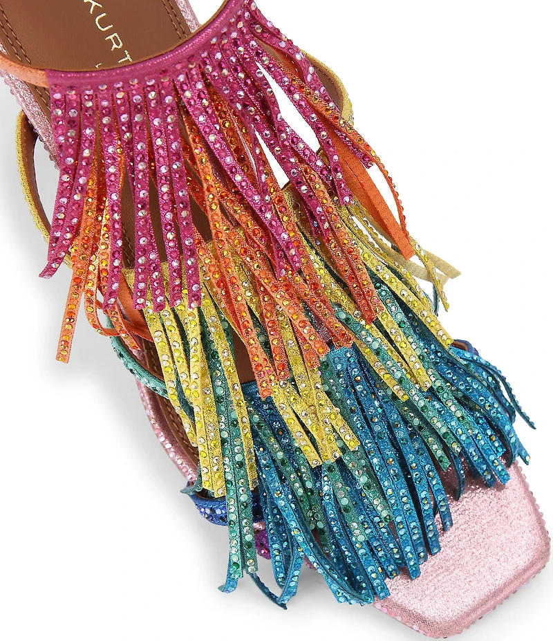 Kurt Geiger London Fringe Rainbow Crystal Embellished Dress Sandals