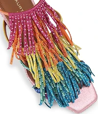Kurt Geiger London Fringe Rainbow Crystal Embellished Dress Sandals
