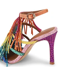 Kurt Geiger London Fringe Rainbow Crystal Embellished Dress Sandals