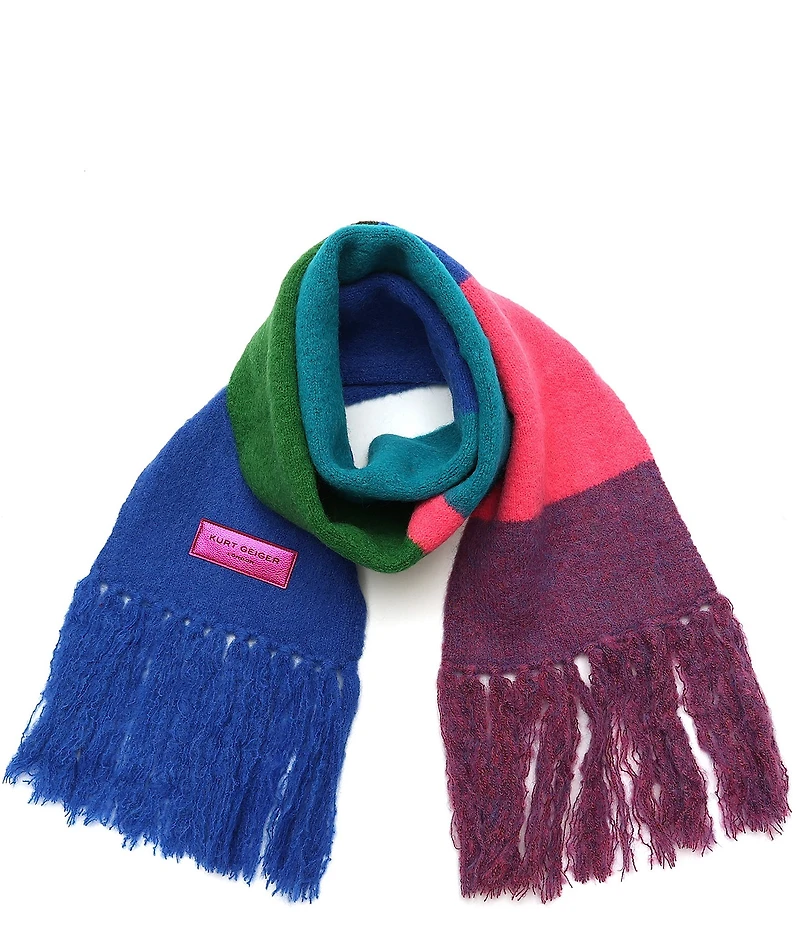 Kurt Geiger London Fuzzy Striped Long Oblong Scarf