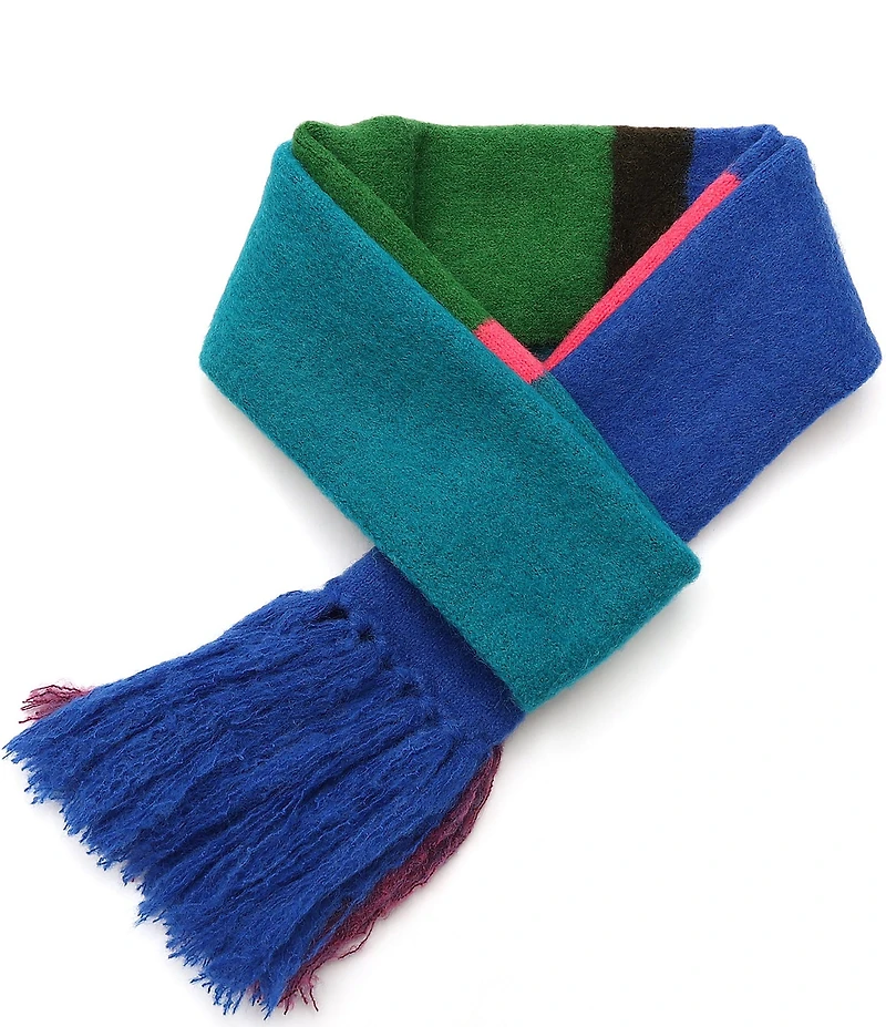 Kurt Geiger London Fuzzy Striped Long Oblong Scarf