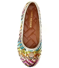 Kurt Geiger London Girls' Metallic Woven Logo Ornament Ballerina Flats (Toddler)