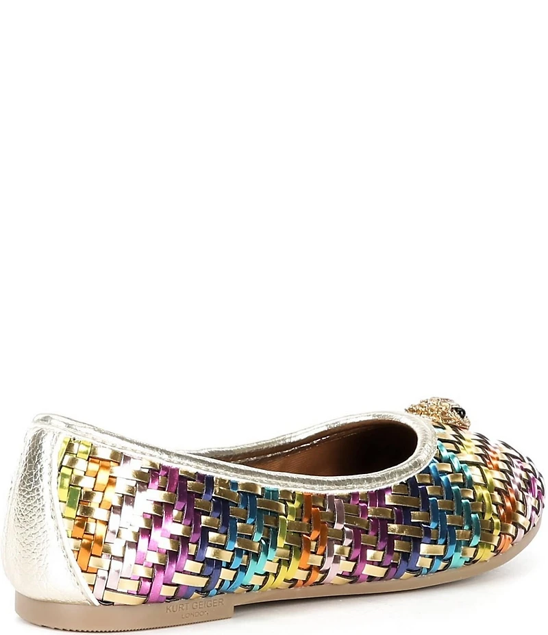 Kurt Geiger London Girls' Metallic Woven Logo Ornament Ballerina Flats (Youth)