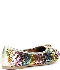 Kurt Geiger London Girls' Metallic Woven Logo Ornament Ballerina Flats (Youth)