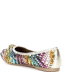 Kurt Geiger London Girls' Metallic Woven Logo Ornament Ballerina Flats (Youth)