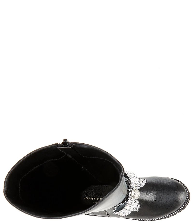 Kurt Geiger London Girls' Kensington Leather Rhinestone Bow Boots (Youth)