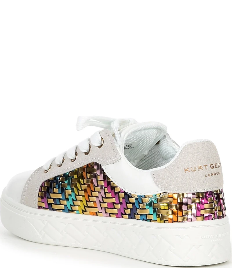 Kurt Geiger London Girls' Kensington Metallic Woven Leather Lace Up Sneakers (Youth)