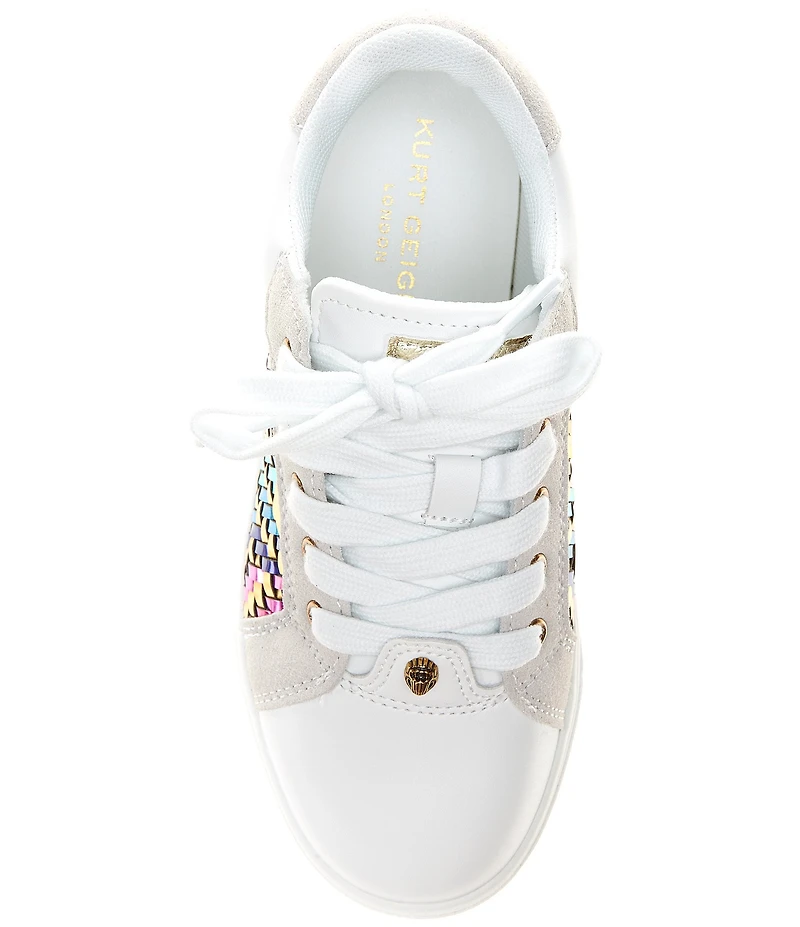 Kurt Geiger London Girls' Kensington Metallic Woven Leather Lace Up Sneakers (Youth)