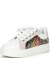 Kurt Geiger London Girls' Kensington Metallic Woven Leather Lace Up Sneakers (Infant)
