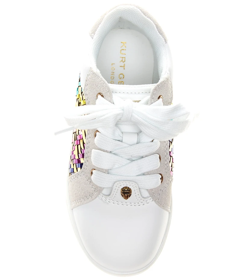 Kurt Geiger London Girls' Kensington Metallic Woven Leather Lace Up Sneakers (Infant)