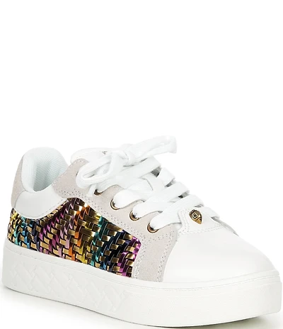 Kurt Geiger London Girls' Kensington Metallic Woven Leather Lace Up Sneakers (Toddler)