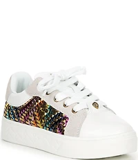 Kurt Geiger London Girls' Kensington Metallic Woven Leather Lace Up Sneakers (Toddler)